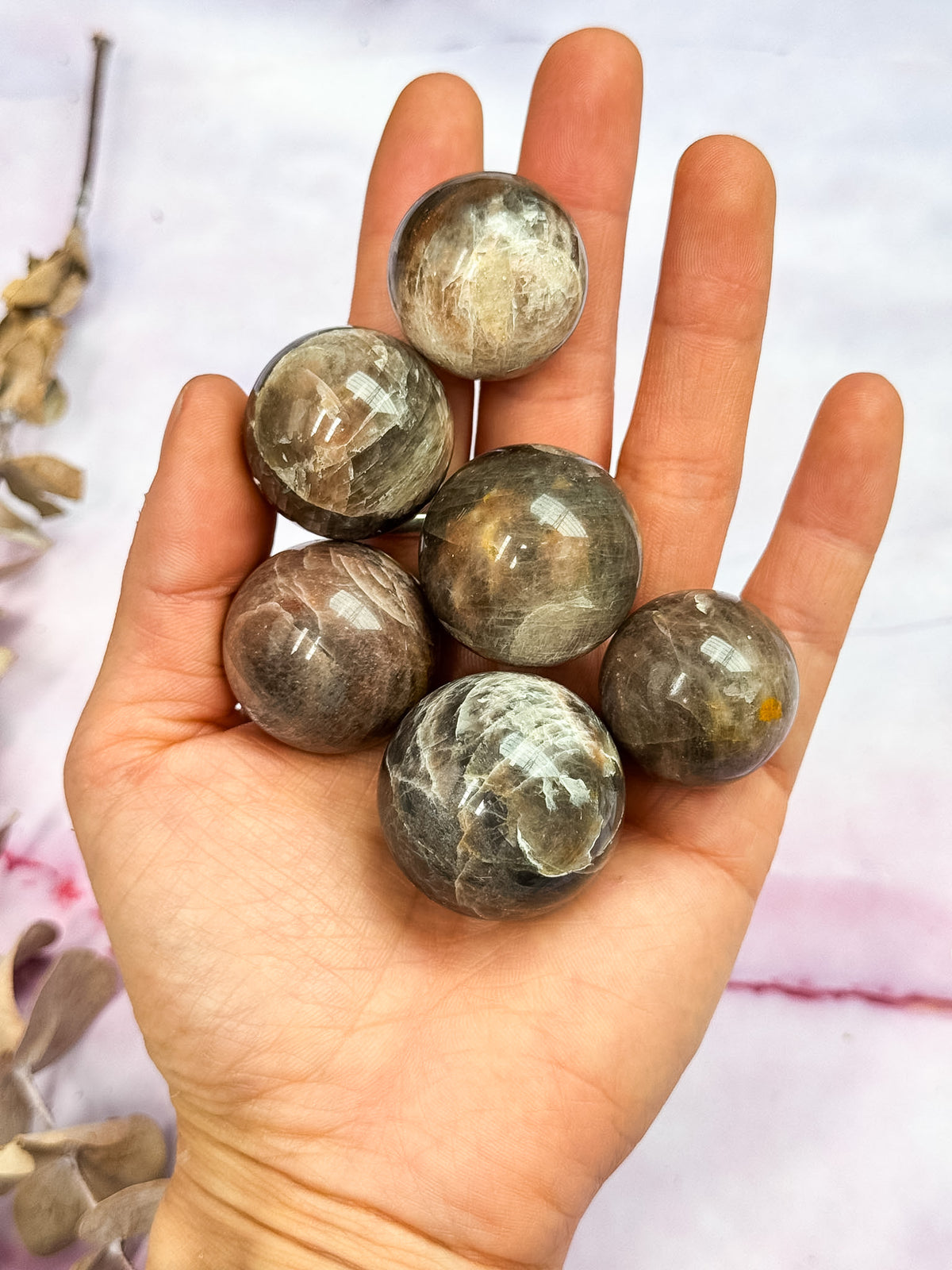 Black Moonstone Spheres
