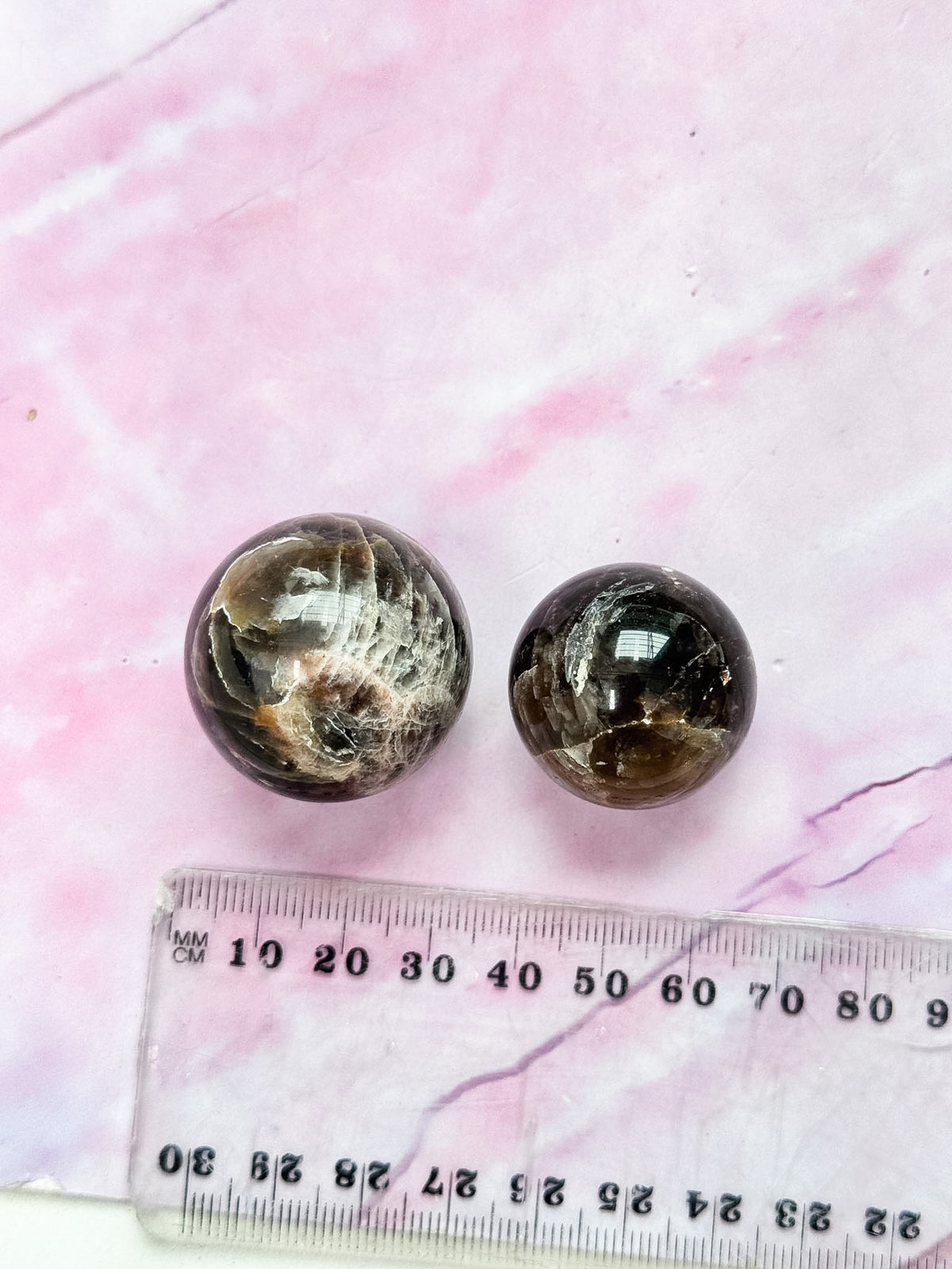 Black Moonstone Spheres