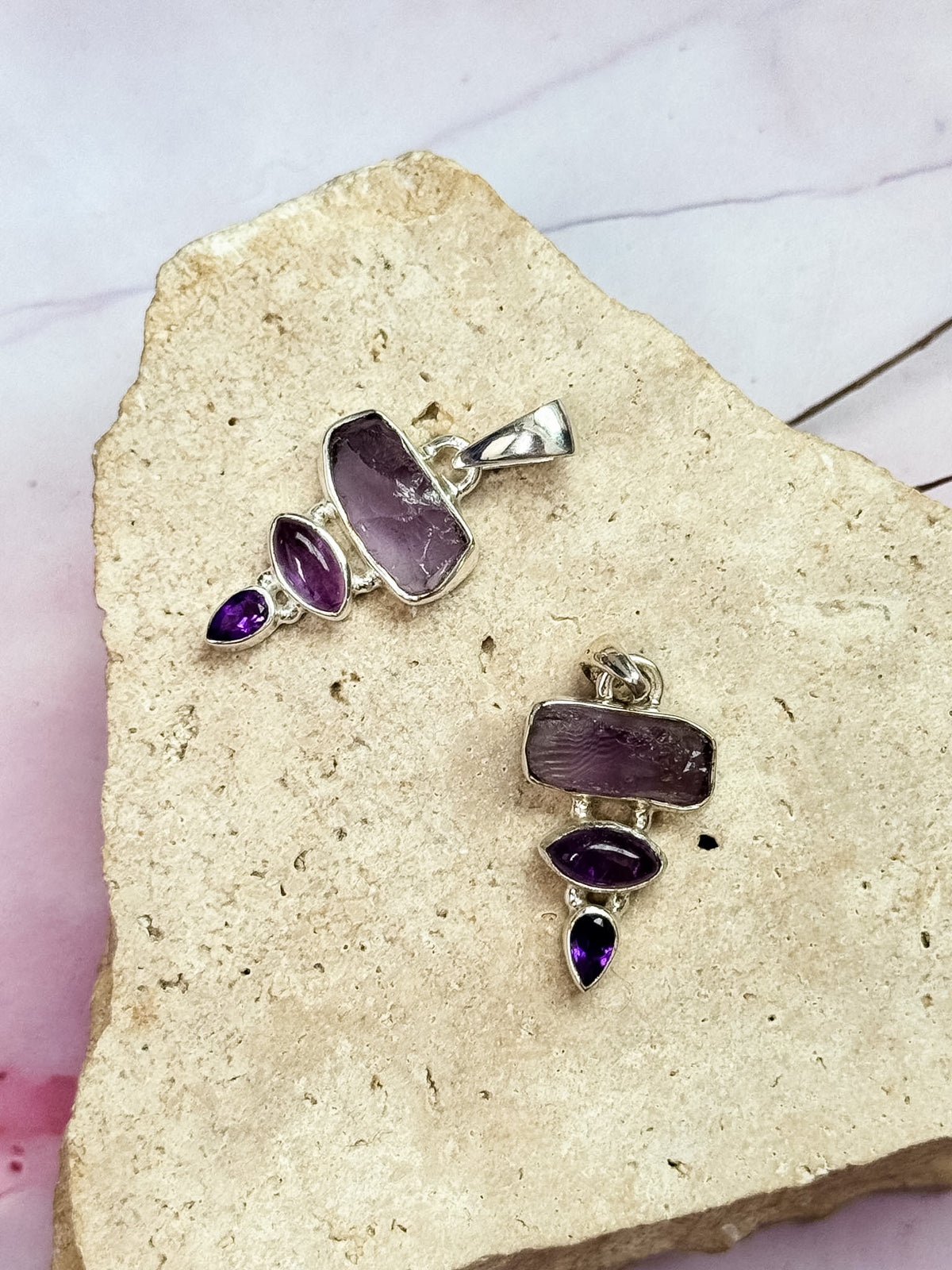 Amethyst Triple Pendants