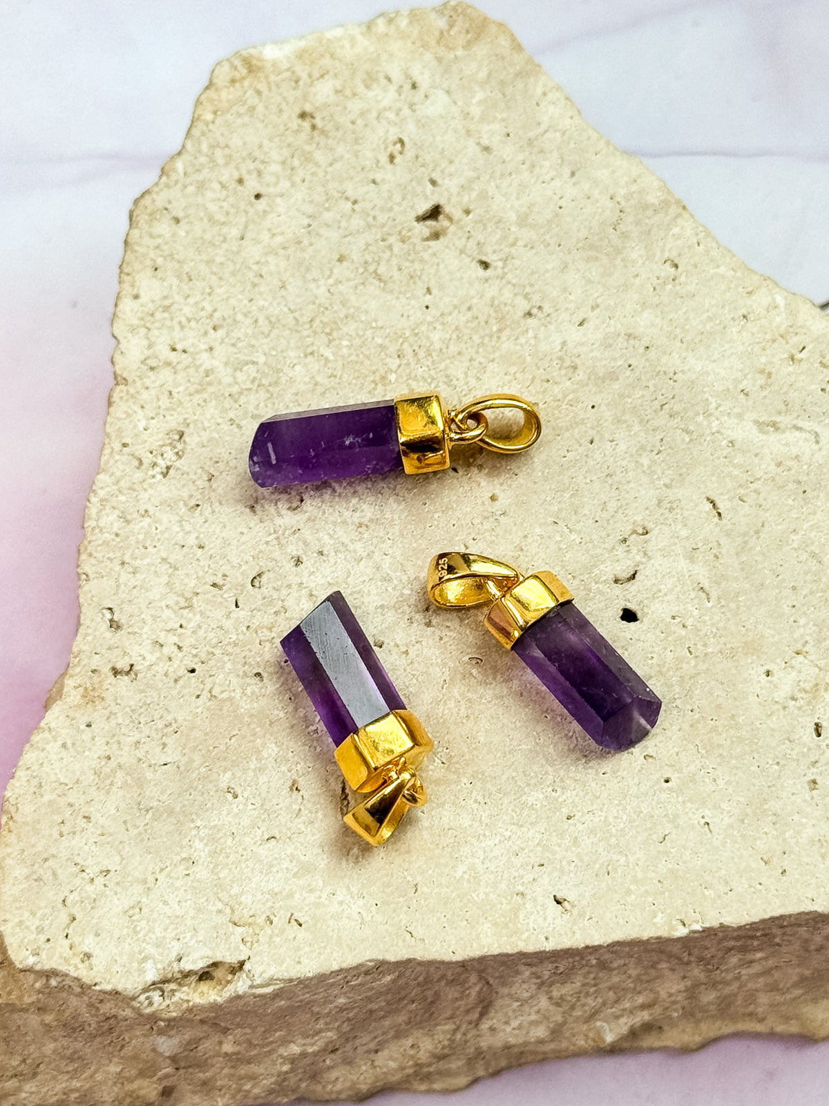 18k Gold Vermeil Amethyst Pendants