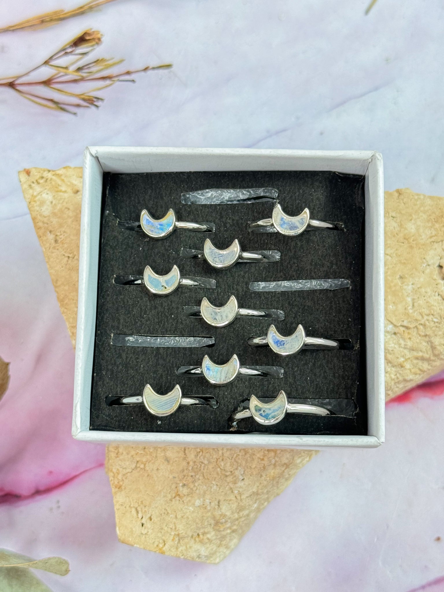 Moonstone Moon Rings