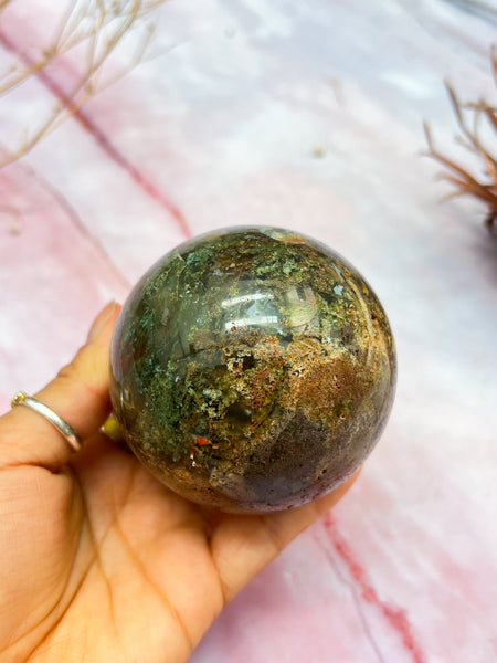 Red and Green Moss Agate Spheres