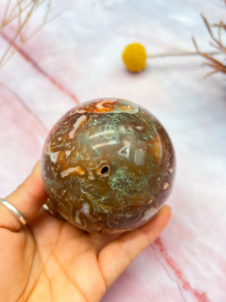 Red and Green Moss Agate Sphere