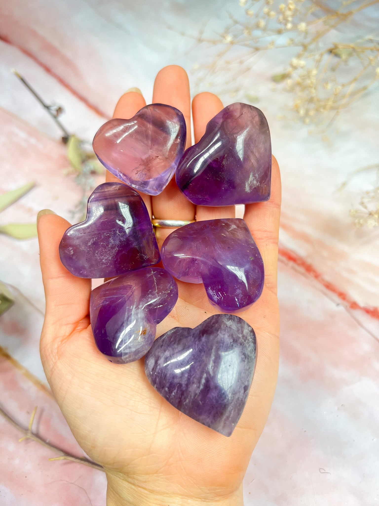 High Grade Small Amethyst Hearts