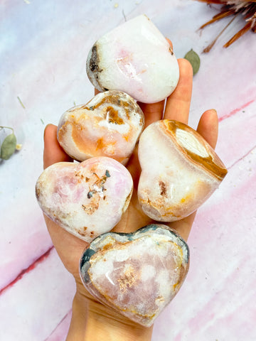 Pink Aragonite Hearts