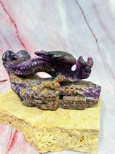 High Grade Fluorite Dragon Carving