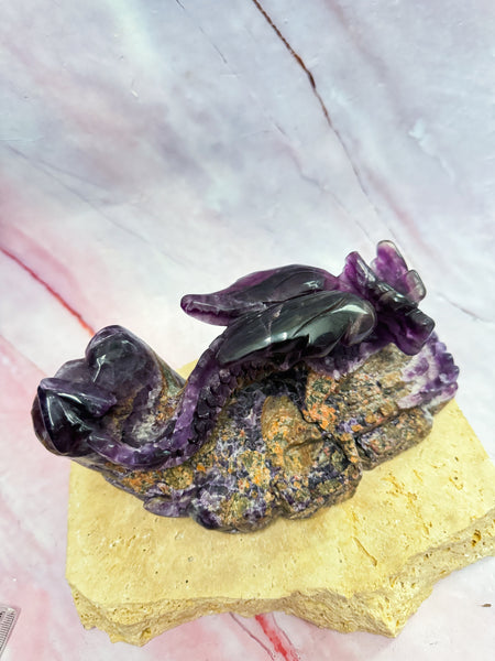 High Grade Fluorite Dragon Carving