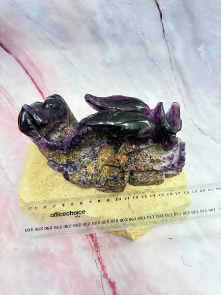 High Grade Fluorite Dragon Carving