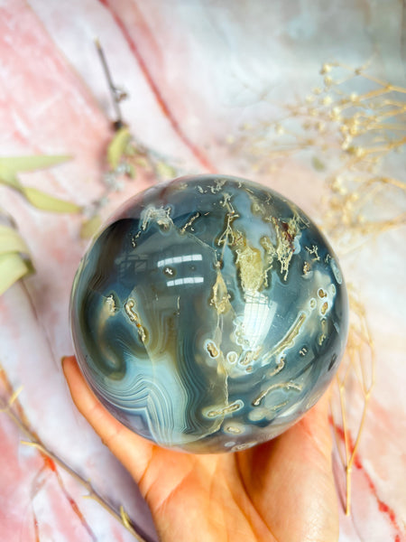 Agate and Moss Agate Sphere