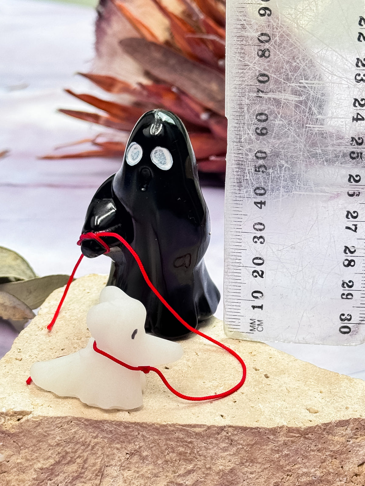 Obsidian Ghost with White Jade Ghost Dog