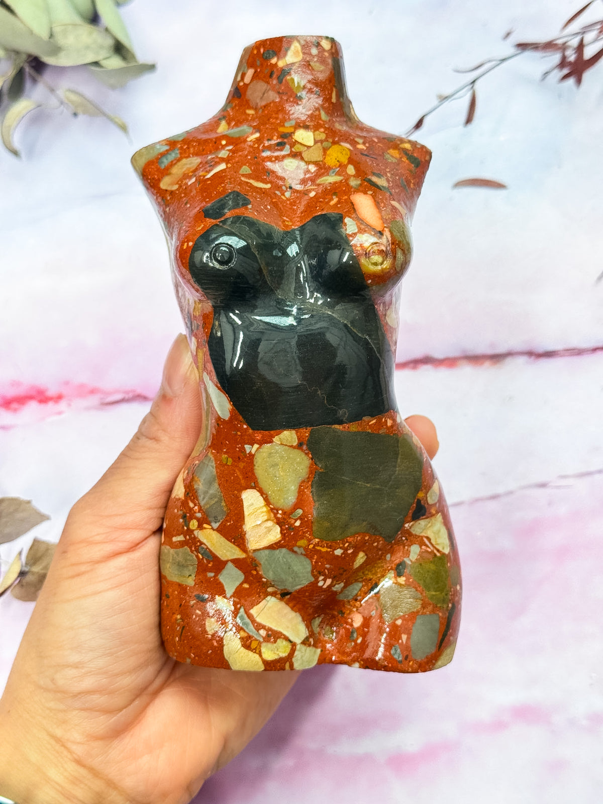 Brecciated Red Jasper Torso Carving