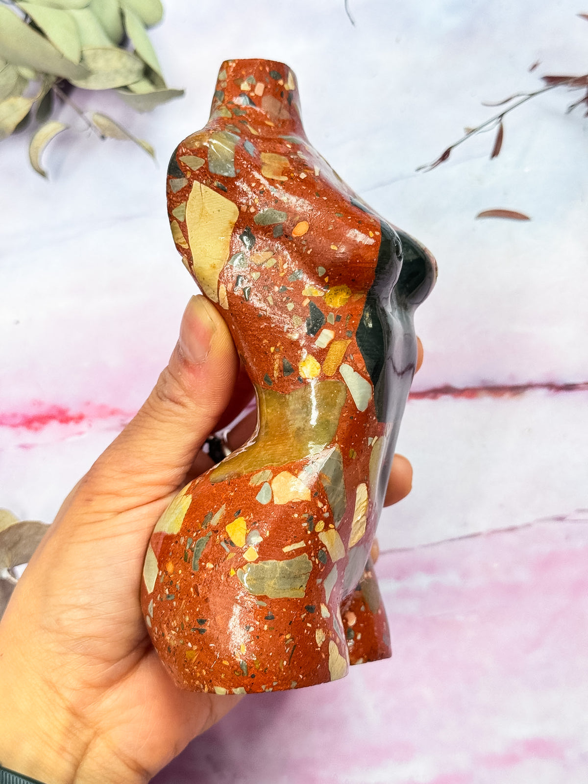 Brecciated Red Jasper Torso Carving
