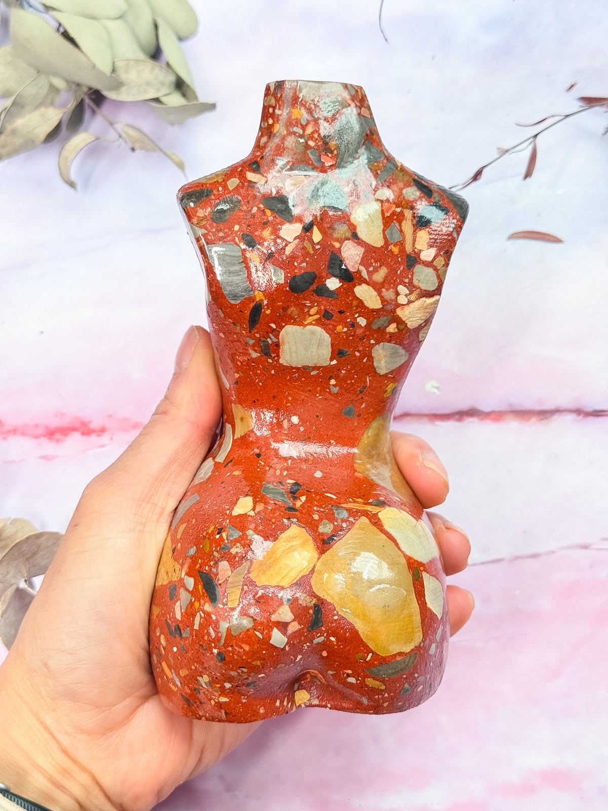 Brecciated Red Jasper Torso Carving