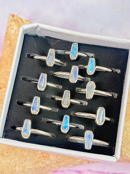 Moonstone Coffin Rings