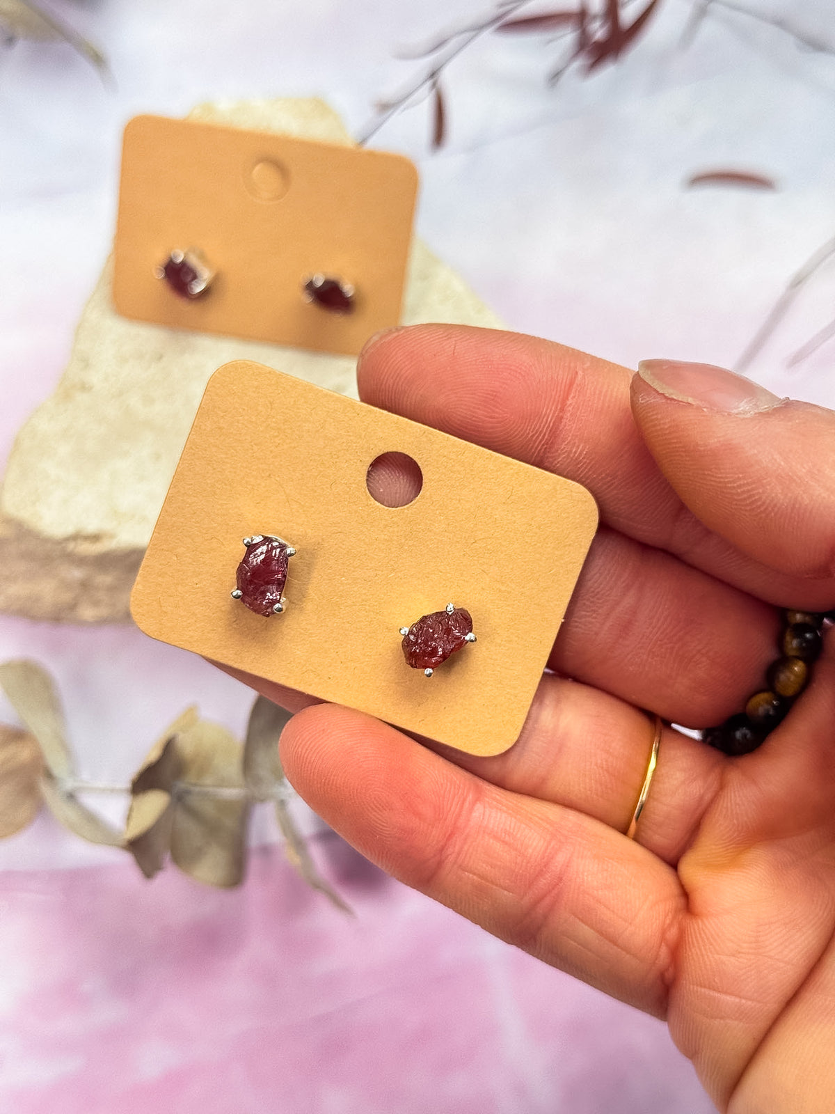 Red Garnet Studs