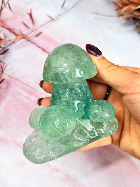 Fluorite Mushroom Carving