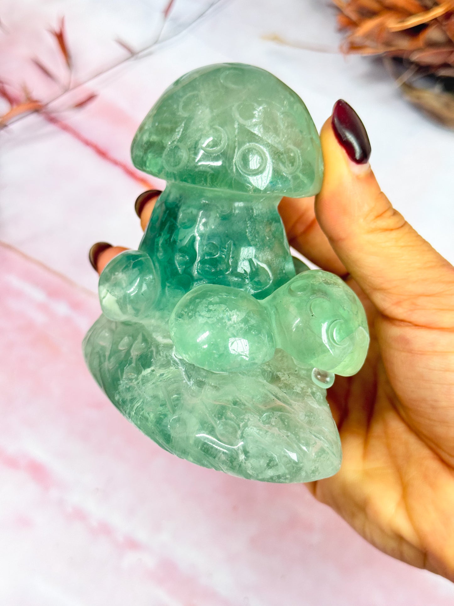 Fluorite Mushroom Carving
