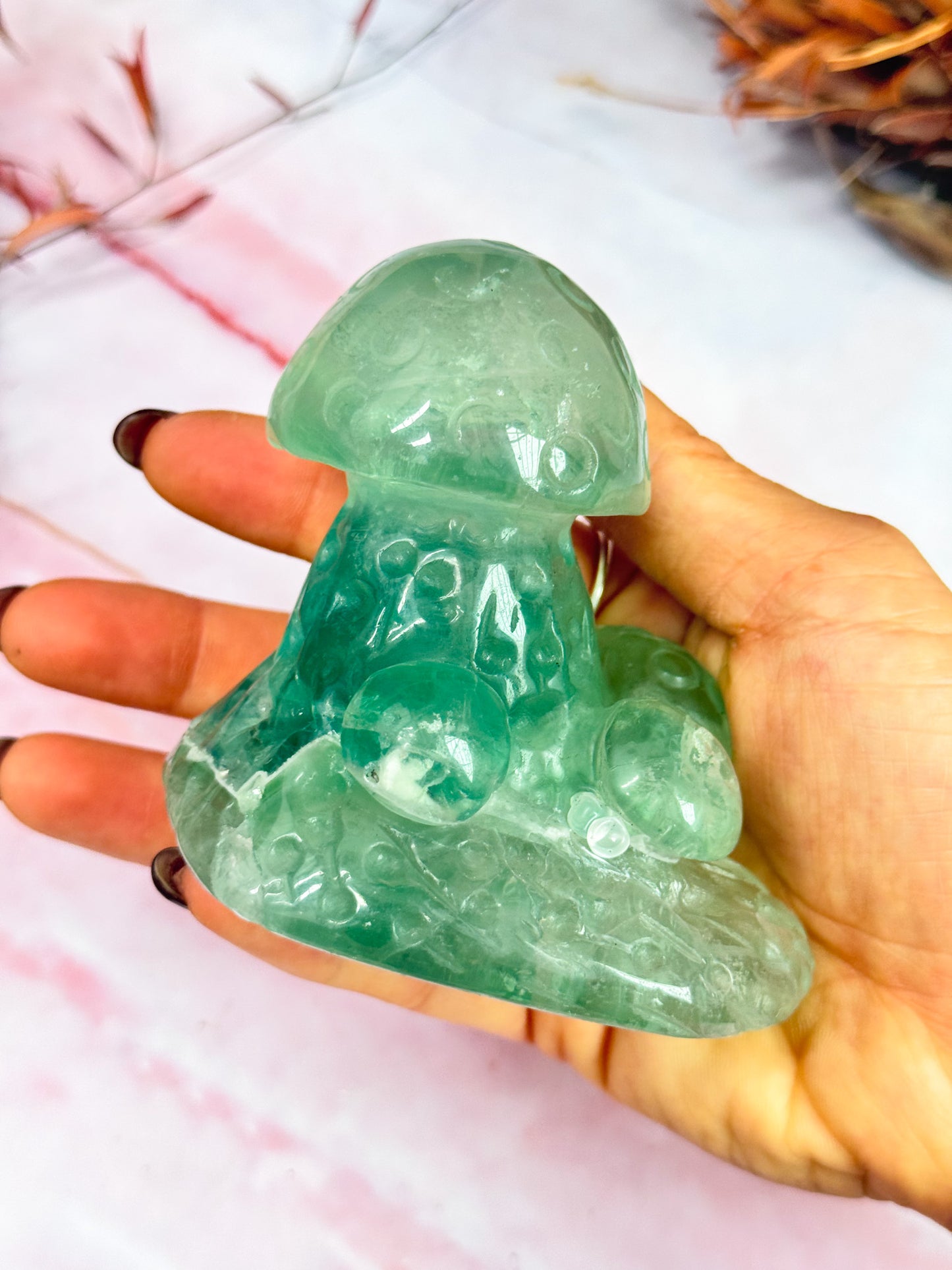 Fluorite Mushroom Carving
