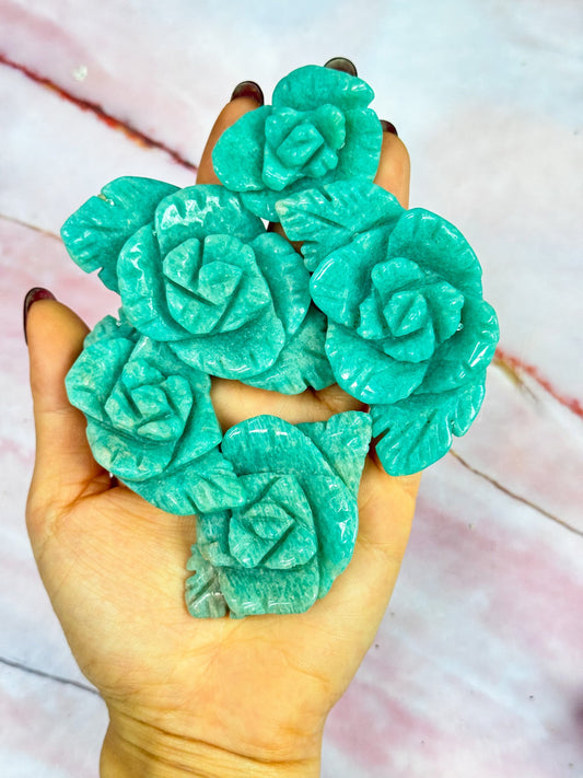 Amazonite Flower Carvings