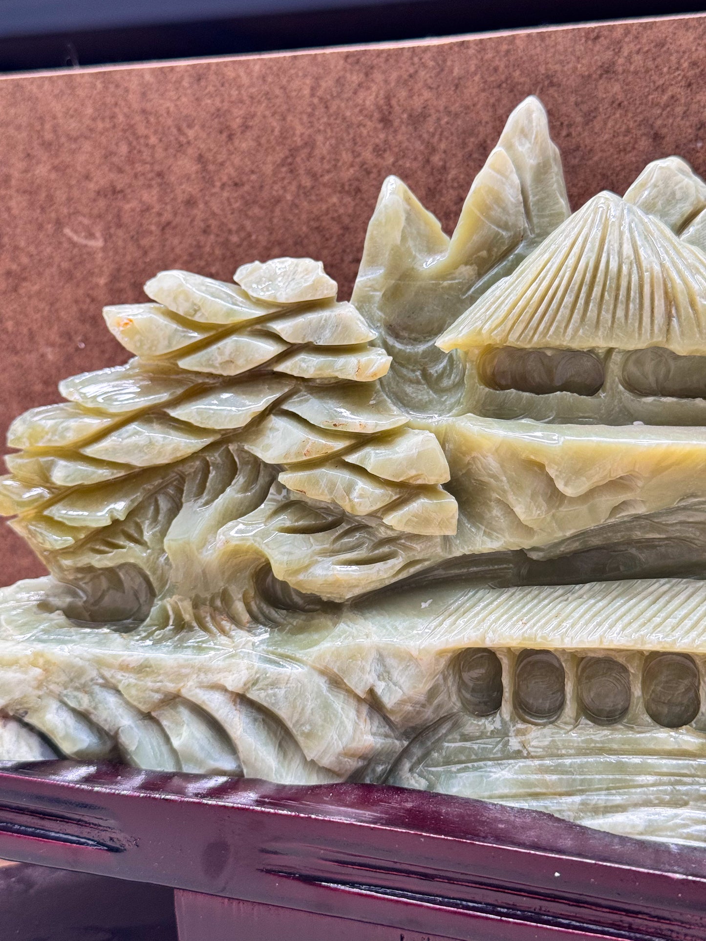 Serpentine Landscape Carving on Base