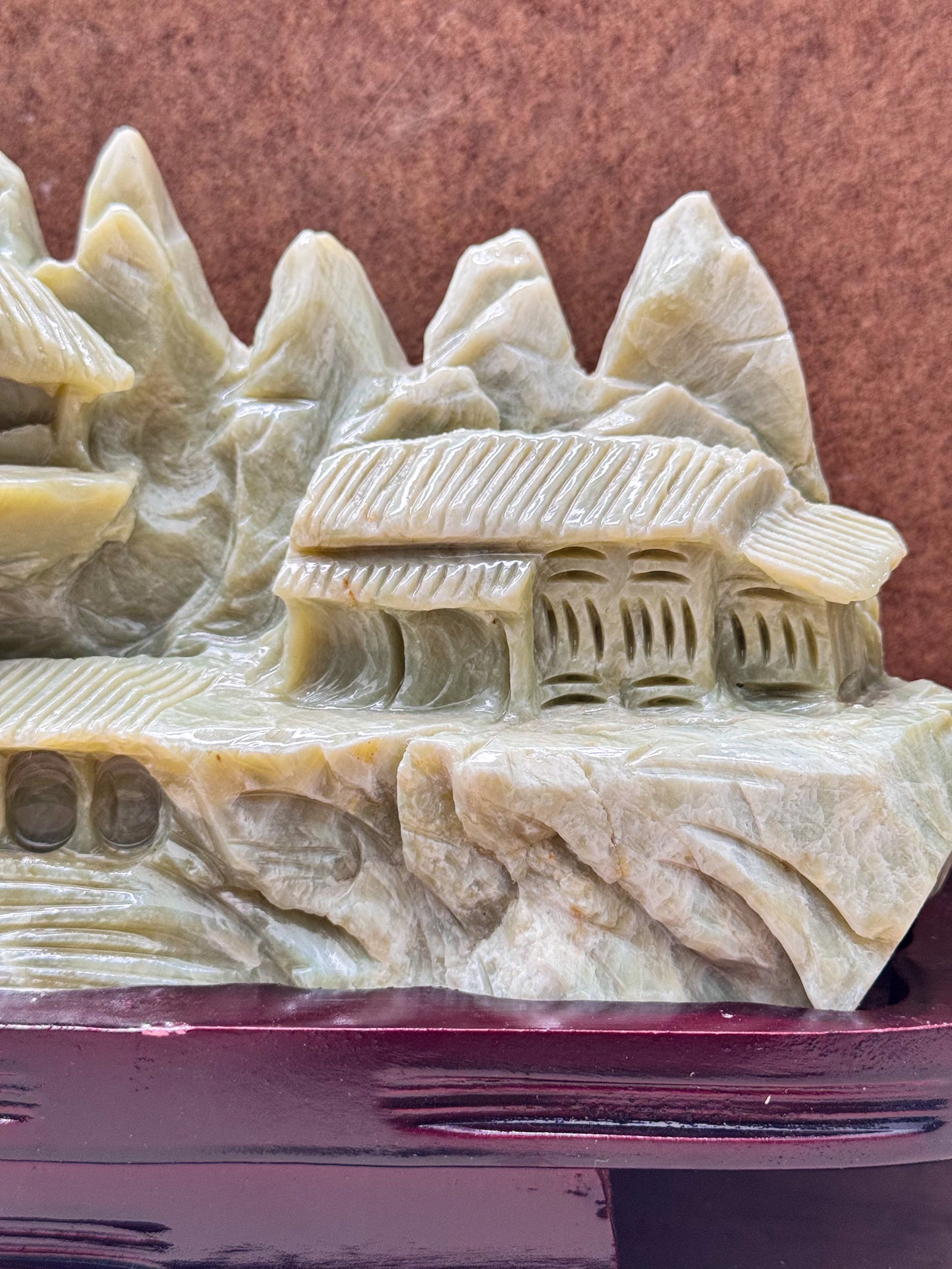 Serpentine Landscape Carving on Base
