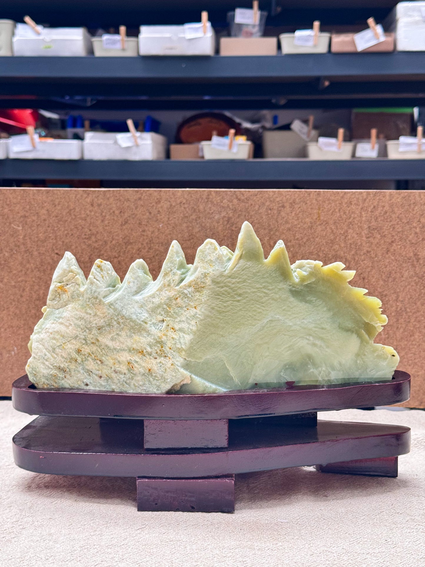 Serpentine Landscape Carving on Base