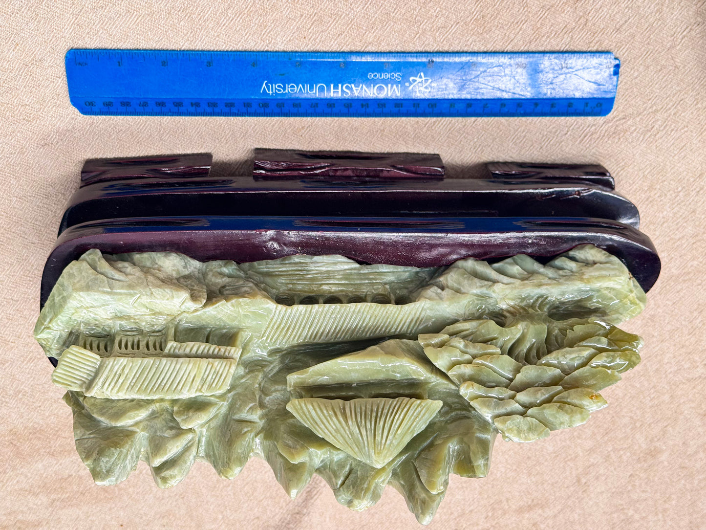 Serpentine Landscape Carving on Base