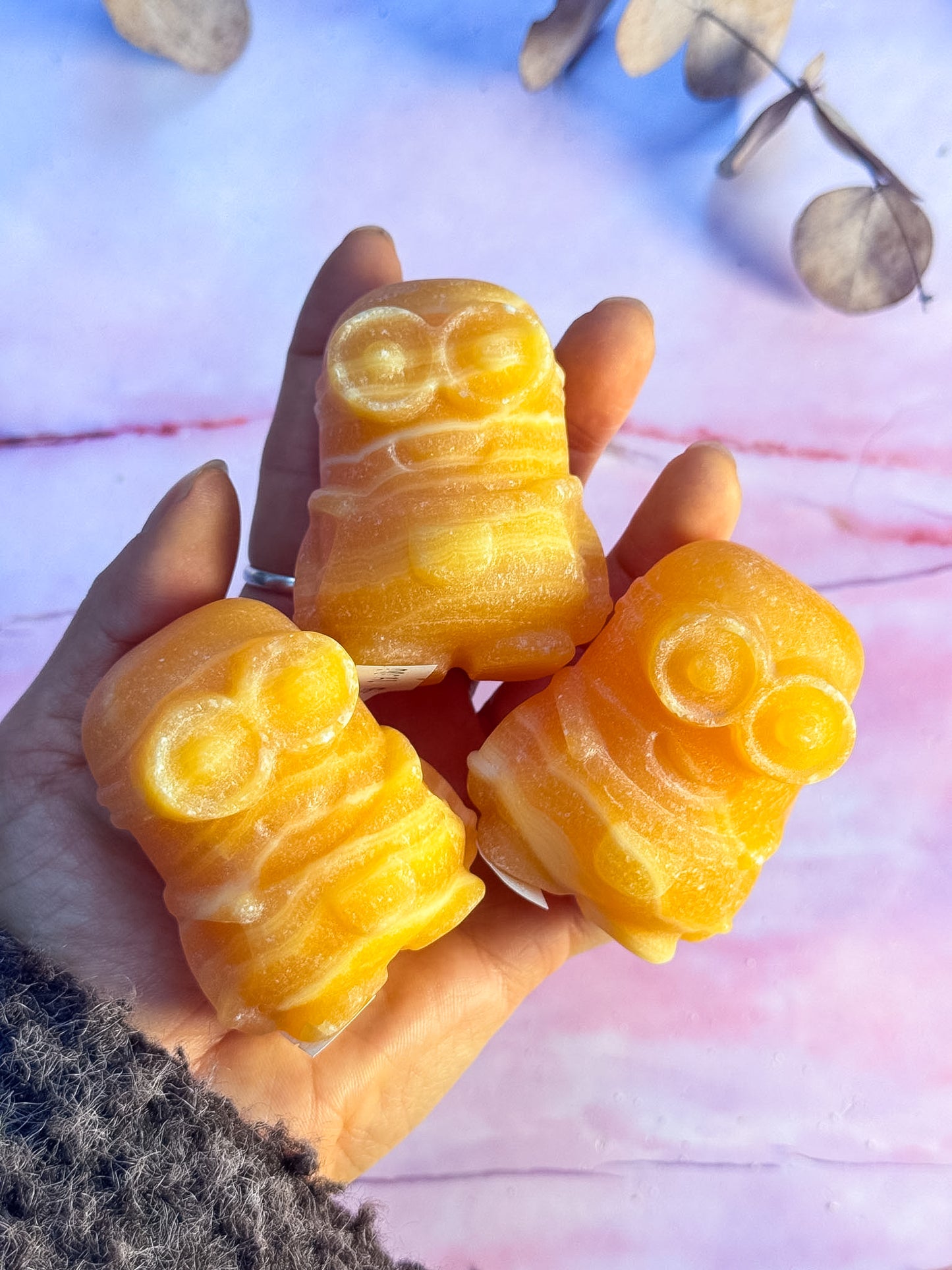 Yellow Calcite Minion Carvings