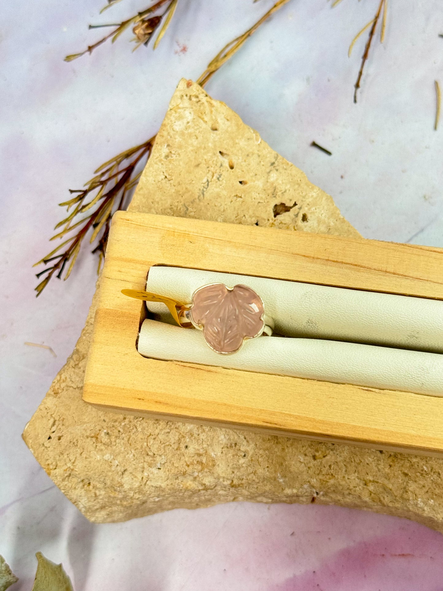 Rose Quartz Carved Rings