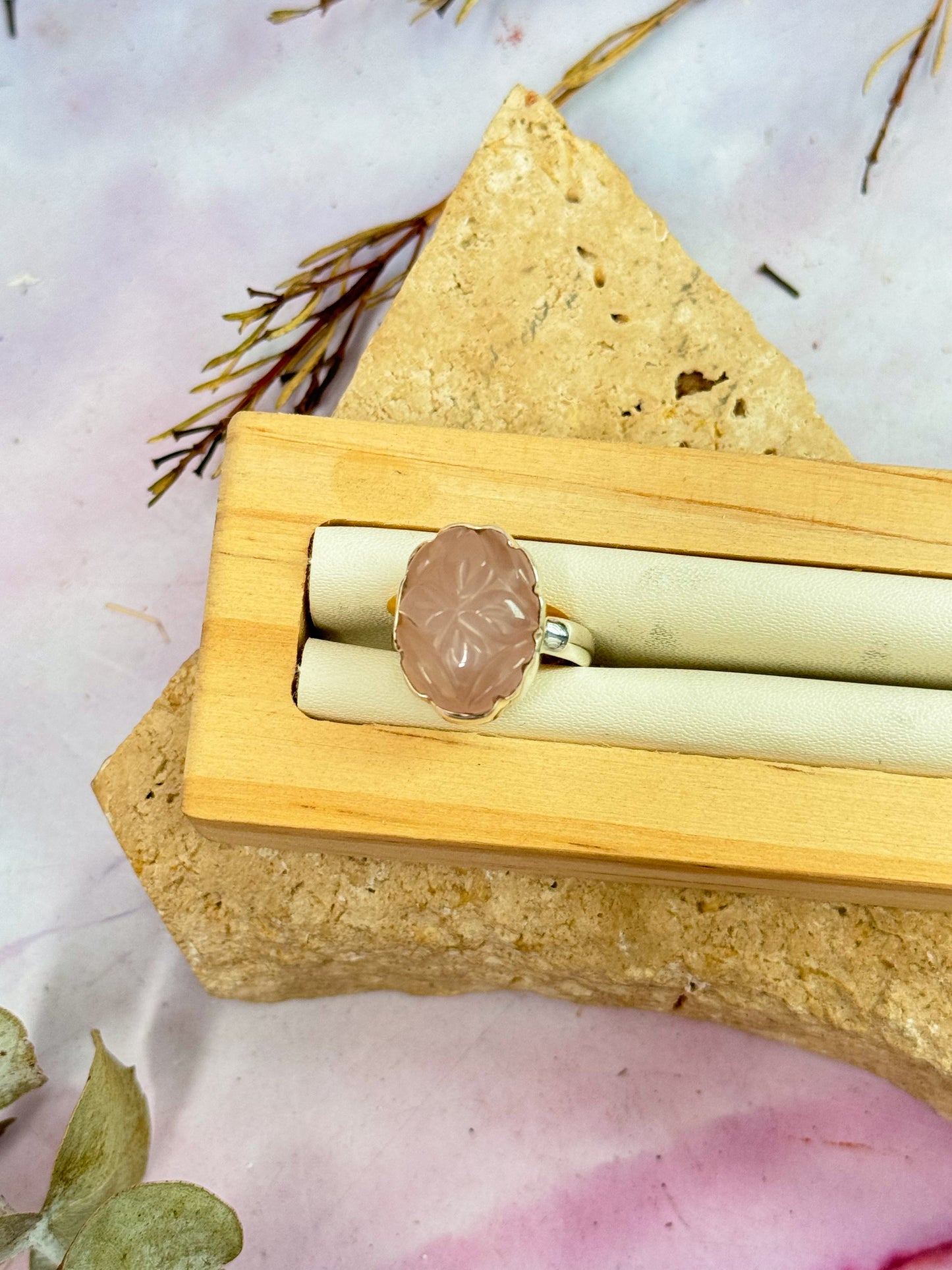 Rose Quartz Carved Rings