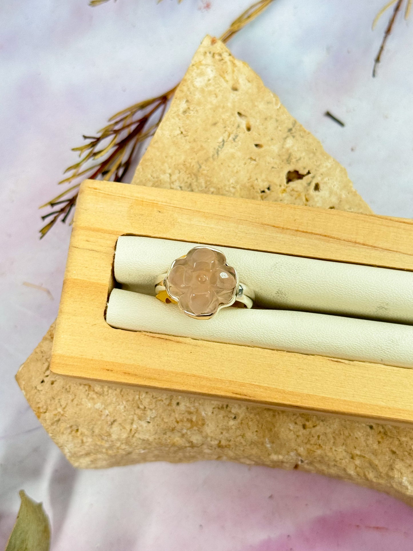 Rose Quartz Carved Rings