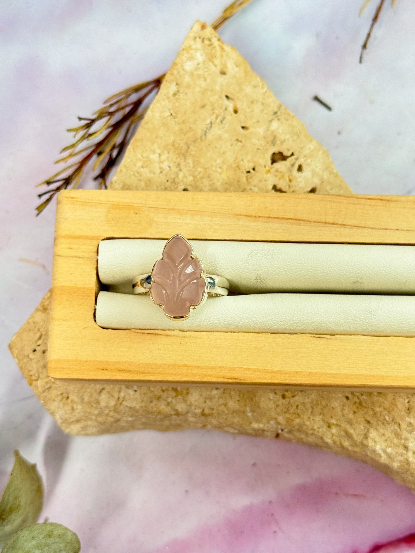 Rose Quartz Carved Rings