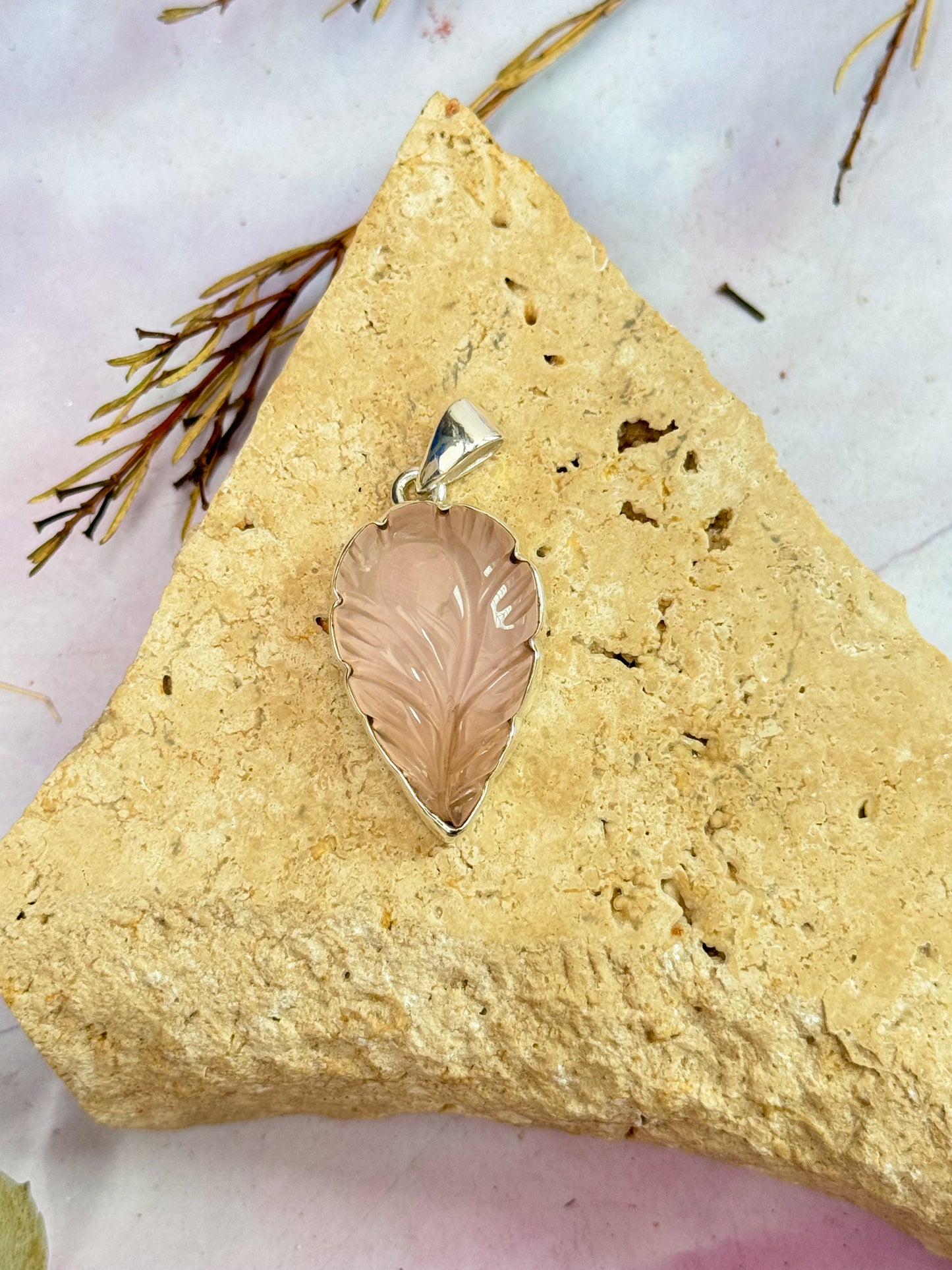 Rose Quartz Carved Pendants
