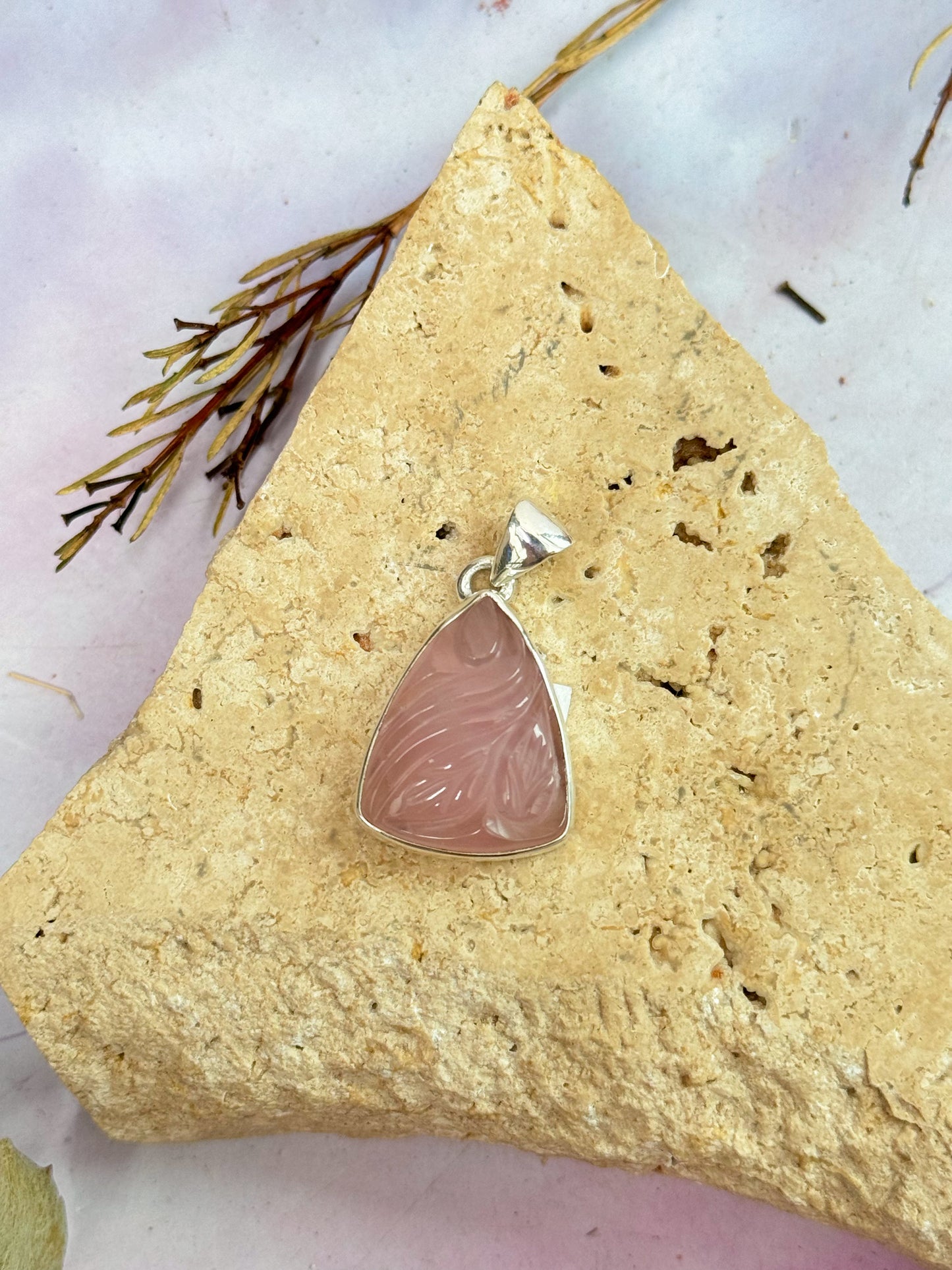 Rose Quartz Carved Pendants
