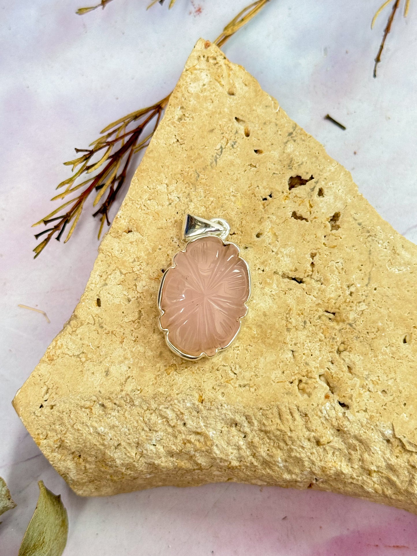 Rose Quartz Carved Pendants
