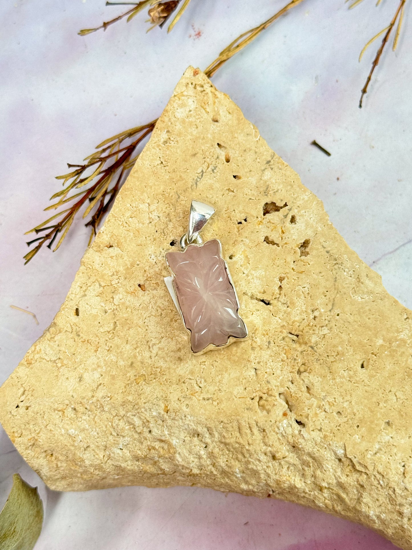 Rose Quartz Carved Pendants