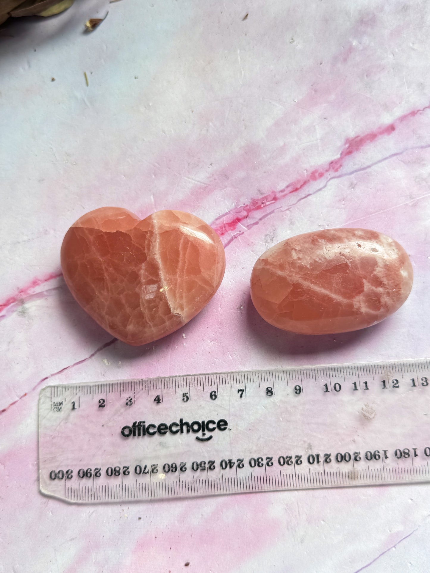 Rose Calcite Hearts and Palmstones