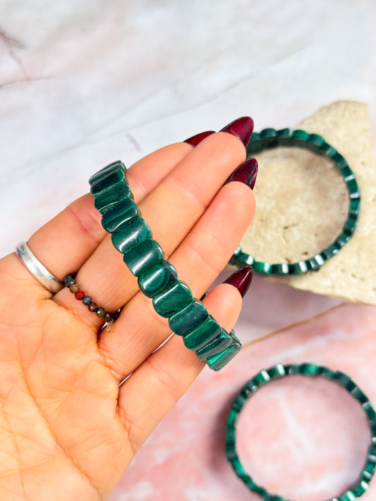 Malachite Flat Bead Bracelets