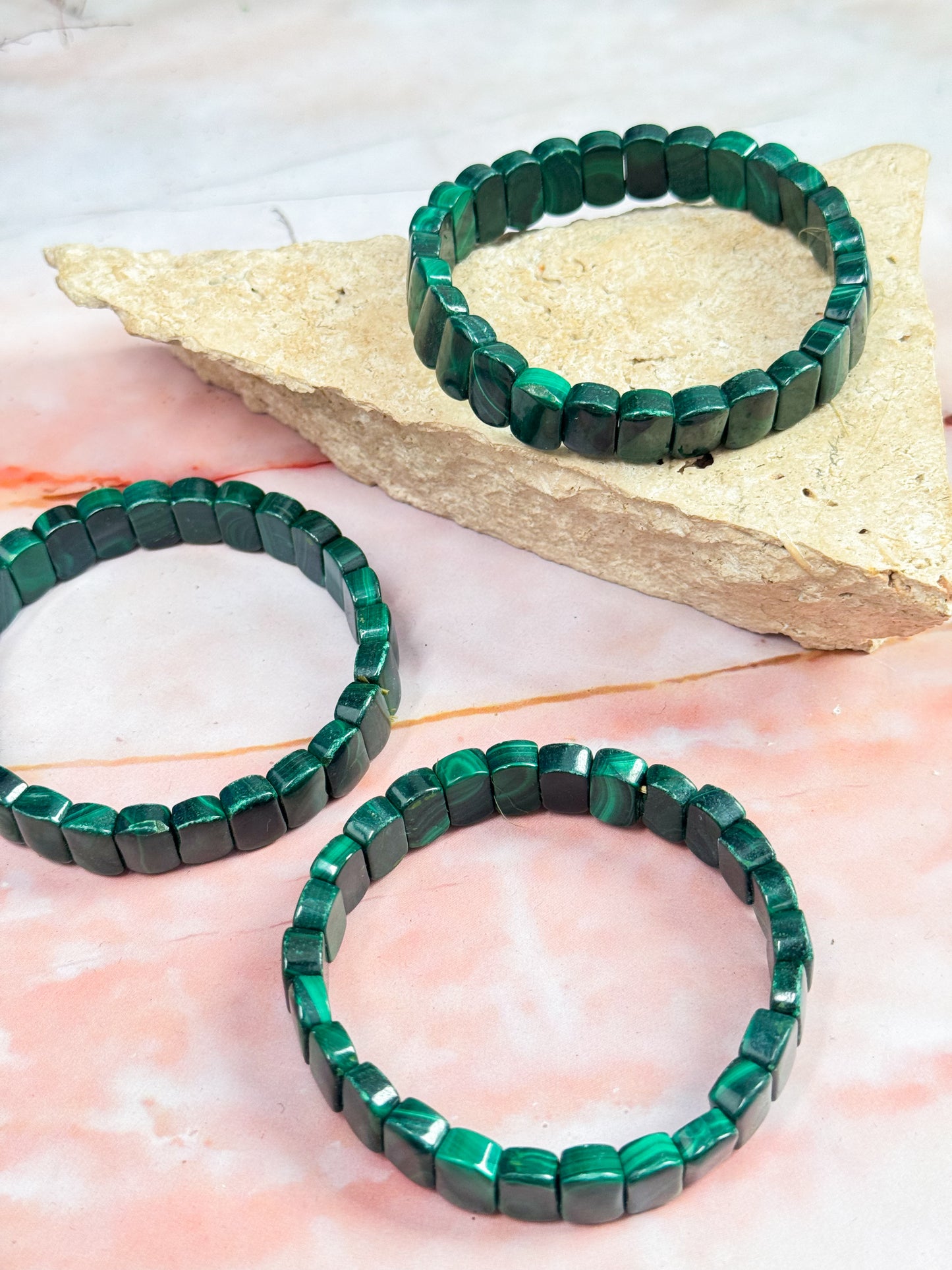 Malachite Flat Bead Bracelets