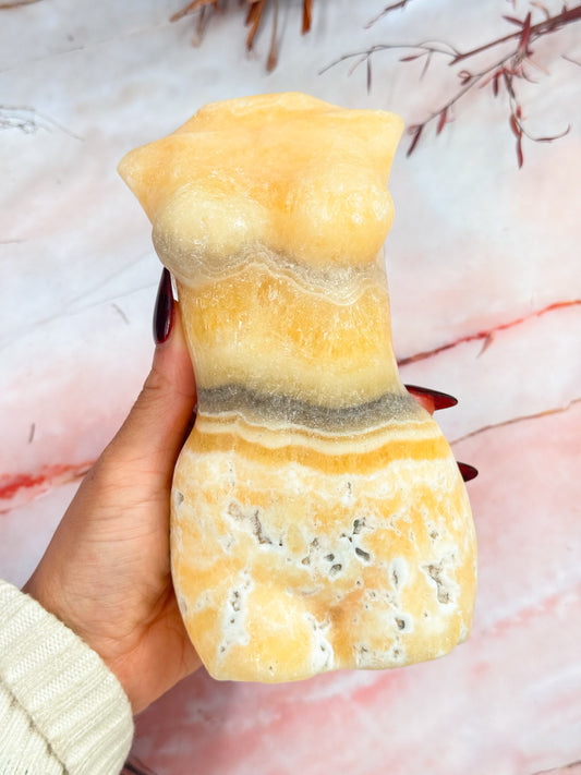 Sherbet Calcite Torso Carving