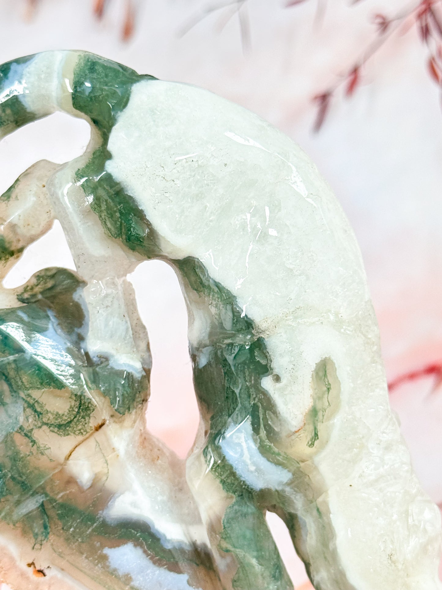 Moss Agate Leopard Carving