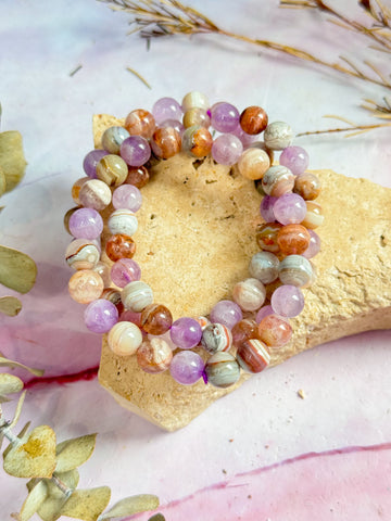 Amethyst and Crazy Lace Agate Bracelets