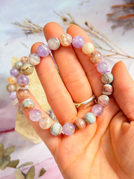 Amethyst and Crazy Lace Agate Bracelets