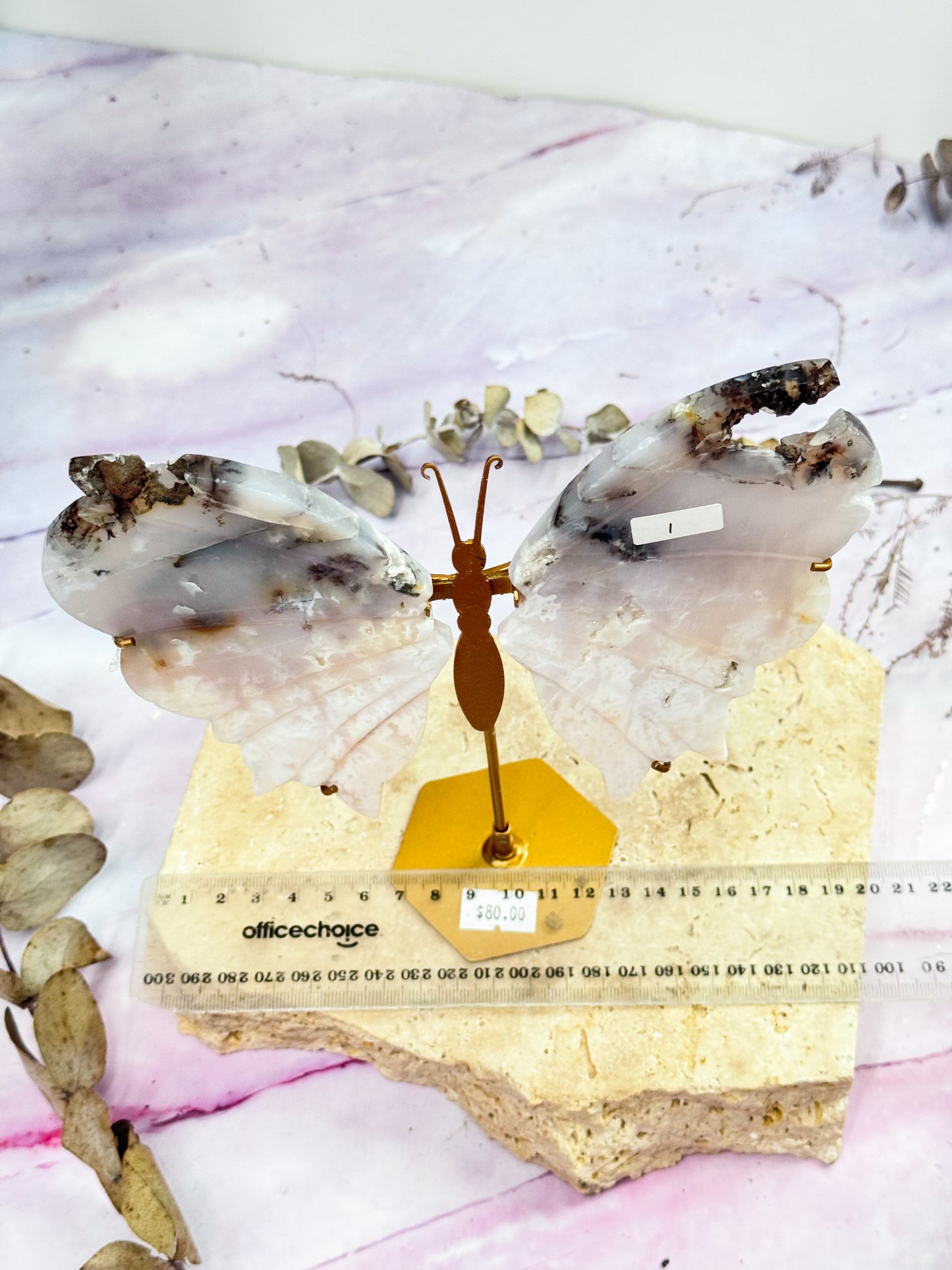 White Druzy Plume Dendritic Agate Butterfly Wings