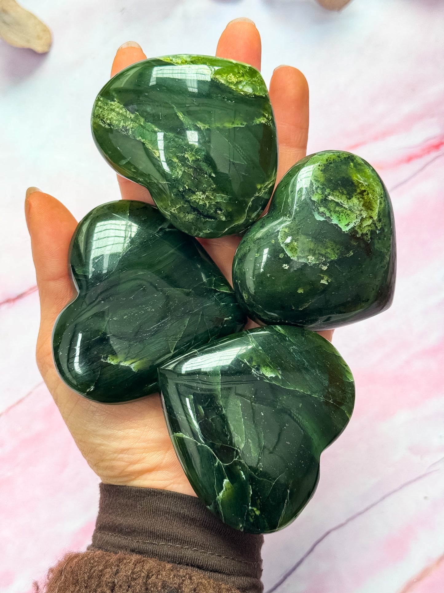 Nephrite Jade Hearts