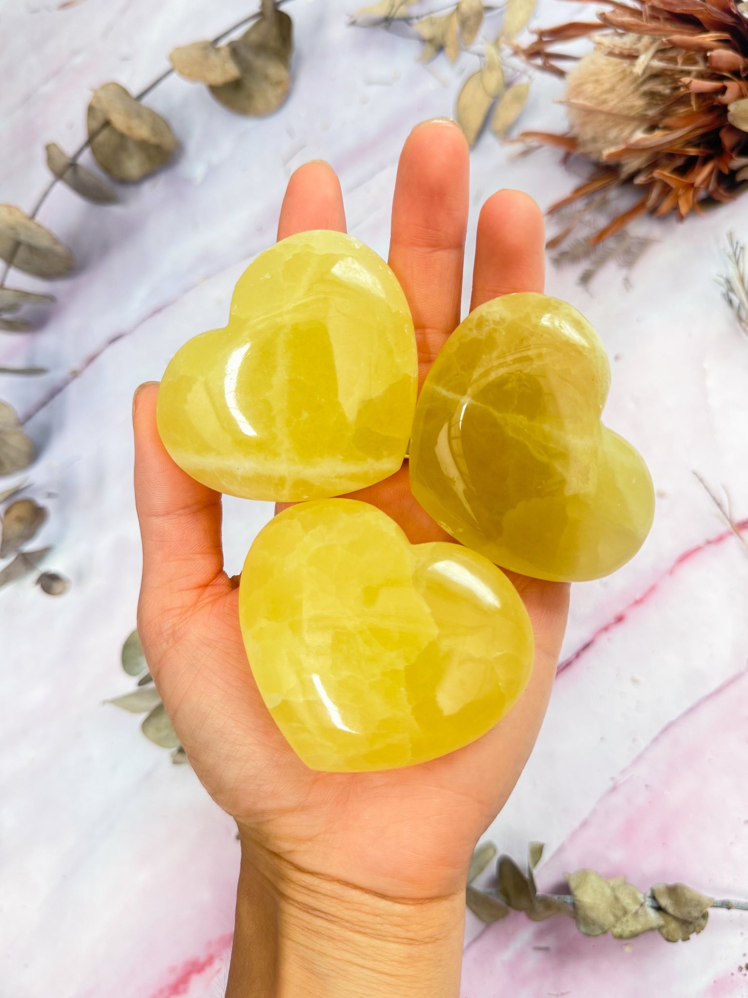 Lemon Calcite Hearts