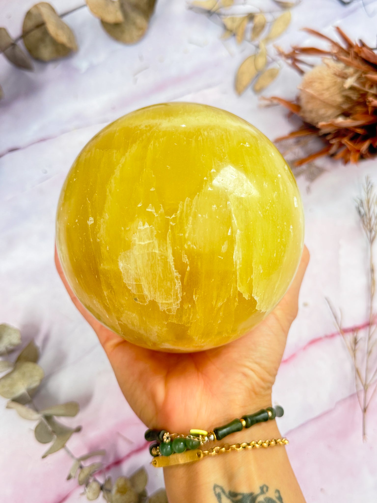 Large Lemon Calcite Sphere