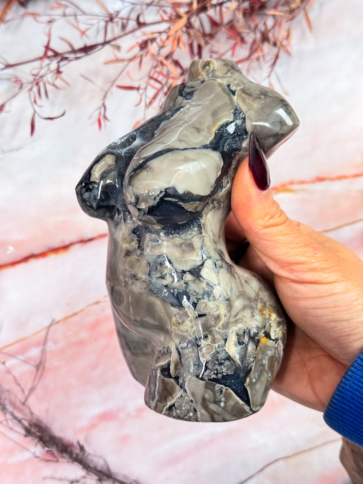 Volcanic Agate Torso Carving