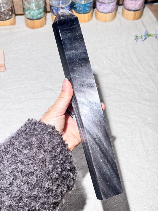 Silver Sheen Obsidian Tower