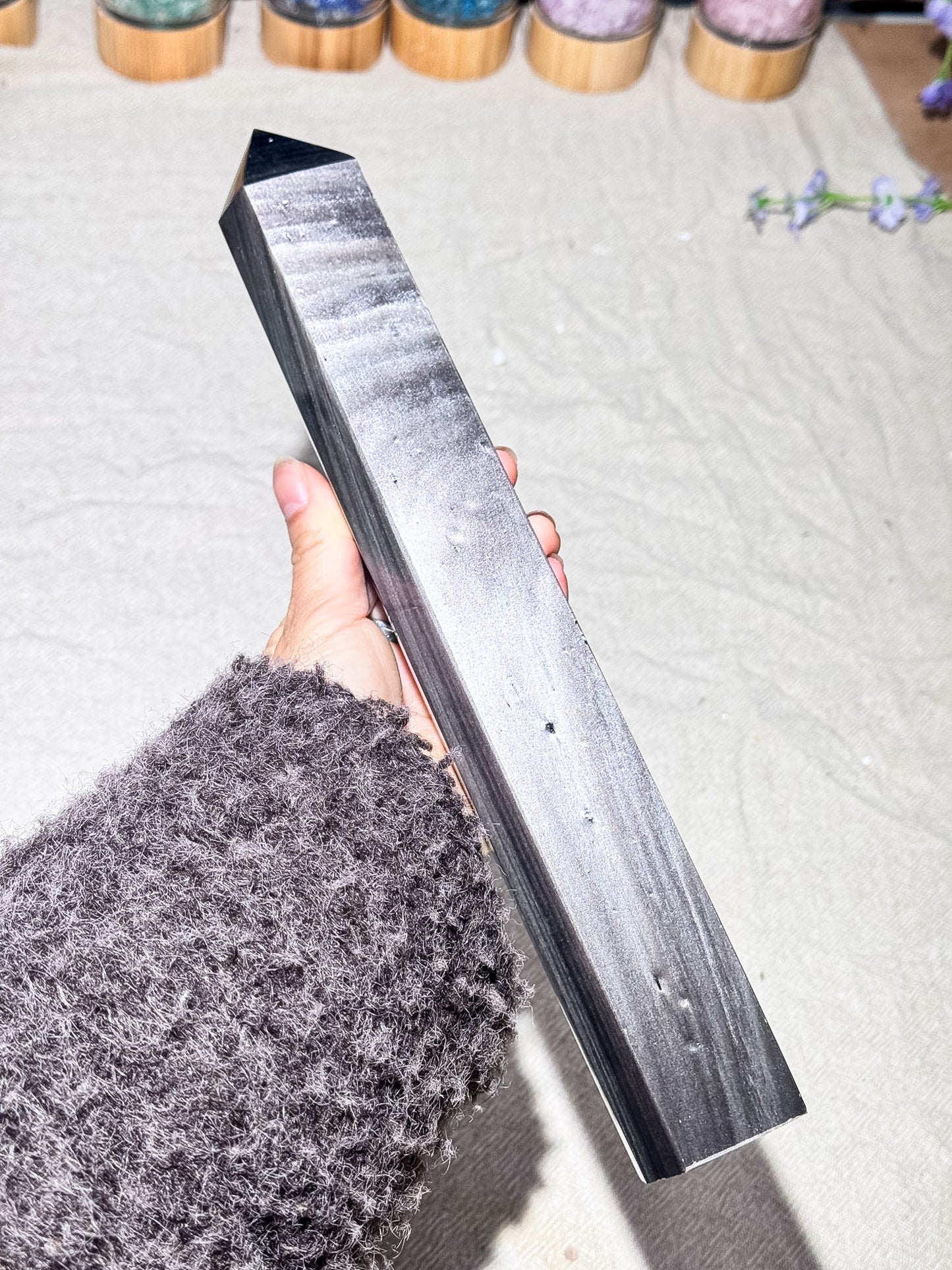 Silver Sheen Obsidian Tower